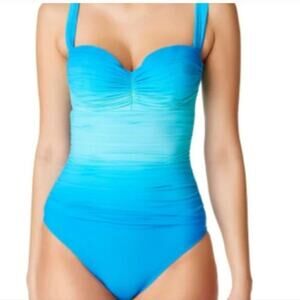 Bleu By Rod Beattie Shirred Underwire One-piece Swimsuit - Surf Bleu Size 10